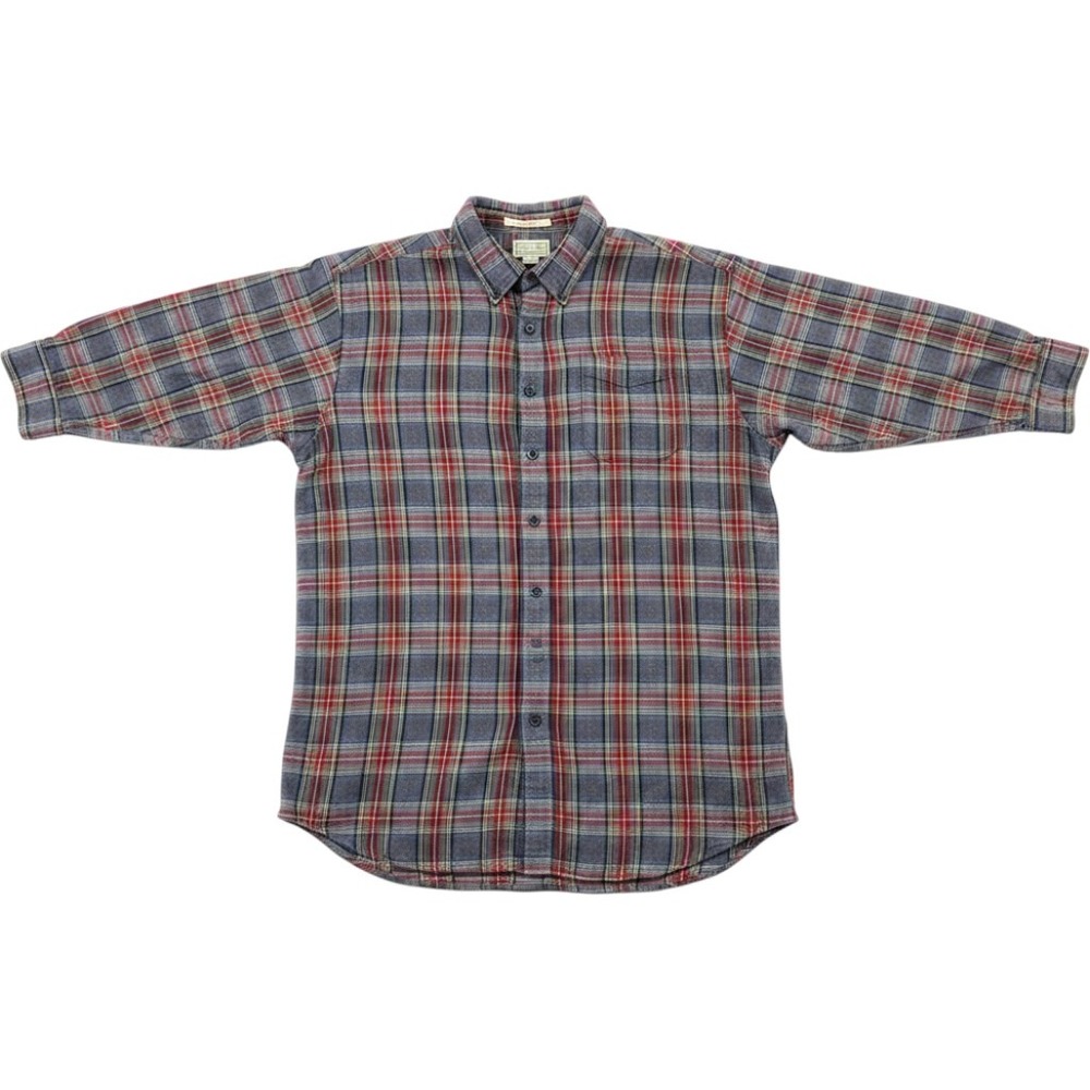 L.L. Bean Traditional Fit Plaid Flannel Button Down Shirt XXL Tall‎ Gray Red